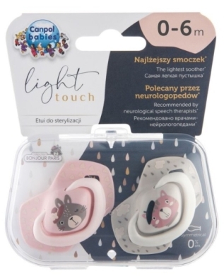 Canpol Babies zestaw symetrycznych silikonowych smoczków uspokajających 0-6m Bonjour Paris Pink 2 sztuki