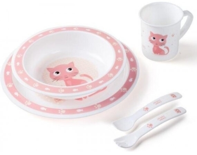 Canpol Plastikowy zestaw stołowy Cute Animals 4/401 Kotek różowy