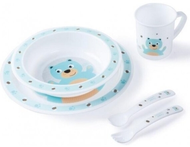 Canpol Plastikowy zestaw stołowy Cute Animals 4/401 Miś turkusowy
