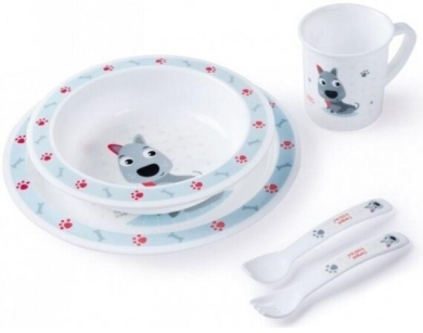 Canpol Plastikowy zestaw stołowy Cute Animals 4/401 Piesek Niebieski