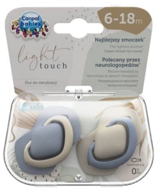 Canpol Smoczek uspokajający silikonowy symetryczny 6-18m Pure Color 2 sztuki