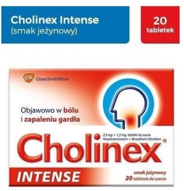 Cholinex Intense smak jeżynowy 20 tabletek do ssania