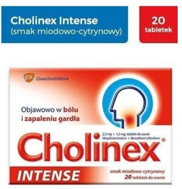Cholinex Intense smak miód-cytryna 20 tabletek
