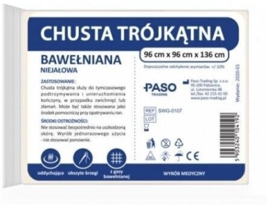 Chusta trójkątna bawełniana niejałowa 96x96x136cm