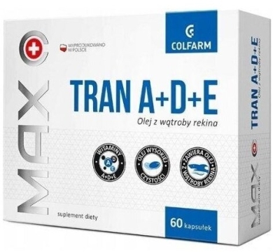 Colfarm Tran z Witaminami A+D+E 60 kapsułek