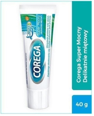 Corega Super Mocny Krem do protez delikatnie miętowy 40 g