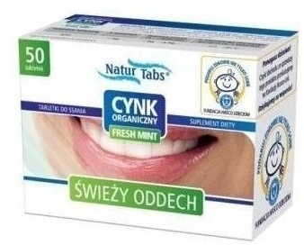Cynk organiczny Naturtabs Fresh Mint 50 tabletek