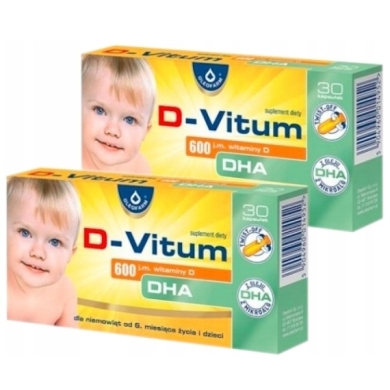 D-Vitum DHA 600 j.m. witaminy D 30 kapsułek Wielopak x2