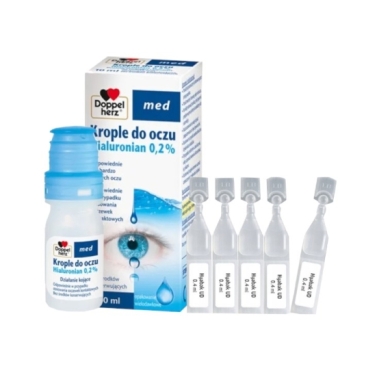 Doppelherz Med Krople do oczu Hialuronian 0.2 % 10 ml + Hyabak UD krople nawilżające do oczu i soczewek 5 minimsów po 0,4 ml