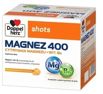 Doppelherz shots Magnez 400 ampułki z płynem do picia 25 ml x 20 sztuk 