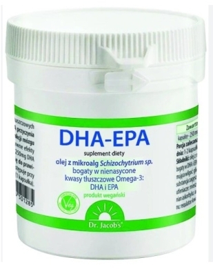 Dr JAcobs OMEGA 3 DHA EPA KWASY TŁUSZCZOWE olej z mikroalg 60 kapsułek