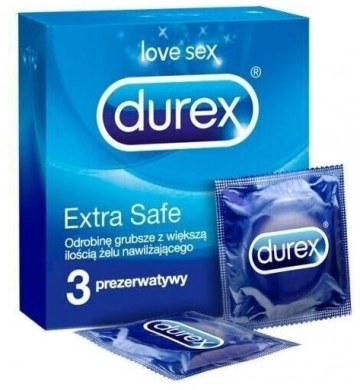 Durex Extra Safe Prezerwatywy wzmocnione zwiększona ilość lubrykantu 3 sztuki