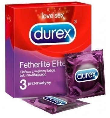 Durex Feel Thin Fetherlite Elite Prezerwatywy cienkie przezroczyste 3 szt.
