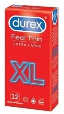 Durex Feel Thin XL Prezerwatywy cienkie powiększone 12 szt.