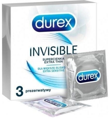 Durex Invisible Prezerwatywy supercienkie dla większej bliskości 3 szt.