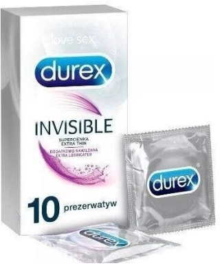 Durex Invisible Prezerwatywy supercienkie dodatkowo nawilżane 10 sztuk