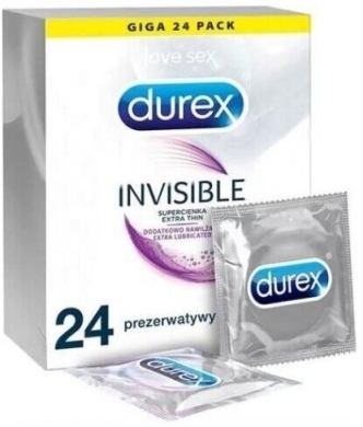 Durex Invisible Prezerwatywy supercienkie dodatkowo nawilżane 24 szt.