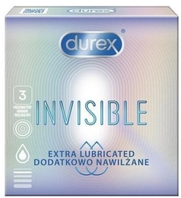 Durex Invisible Prezerwatywy supercienkie dodatkowo nawilżane 3 sztuk