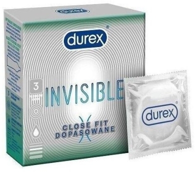 Durex Invisible Prezerwatywy supercienkie dopasowane 3 sztuki