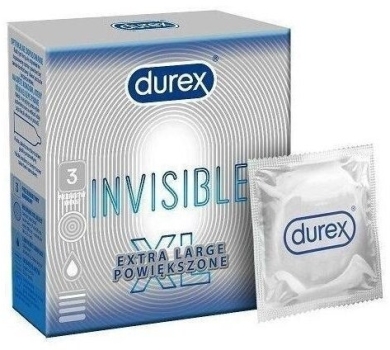 Durex Invisible XL Prezerwatywy supercienkie powiększone 3 sztuki