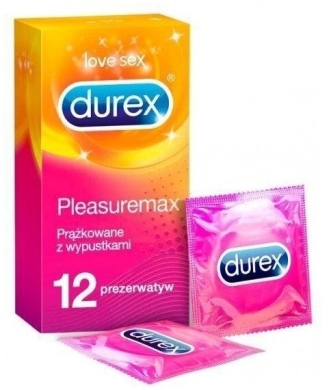 Durex Pleasuremax Prezerwatywy prążkowane z wypustkami i prążkami 12 szt.