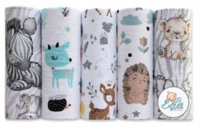 EGA pielucha flanelowa 70 x 80 cm, zestaw nr 3, 5 sztuk
