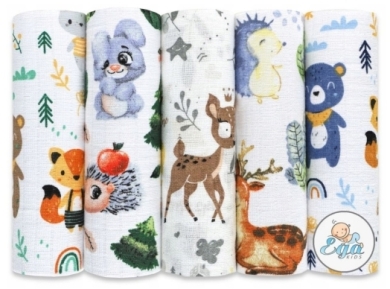 EGA pielucha tetrowa druk 70 x 80 cm, zestaw nr 7, 5 sztuk