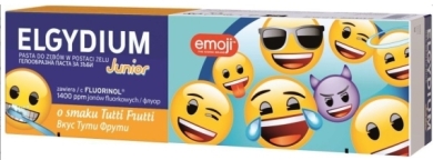 ELGYDIUM EMOJI JUNIOR Pasta do zębów dla dzieci 7-12 lat o smaku Tutti-Frutti 50 ml