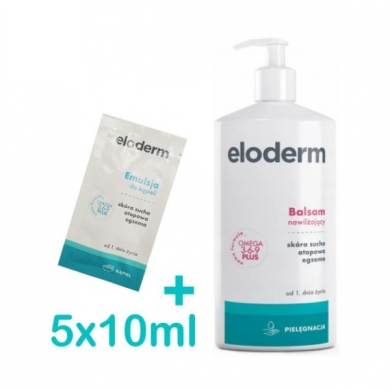 ELODERM Balsam nawilżający do ciała 400 ml + Eloderm emulsja do kąpieli 5x10 ml