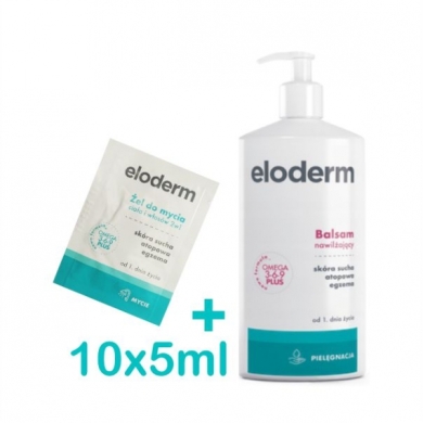 ELODERM Balsam nawilżający do ciała 400 ml + Eloderm żel do mycia 2w1 10x5 ml