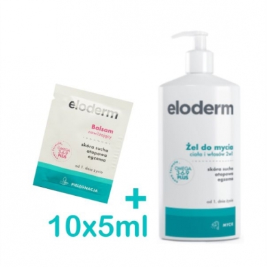 ELODERM Żel do mycia 2w1 400 ml + Eloderm balsam nawilżający 10x5 ml