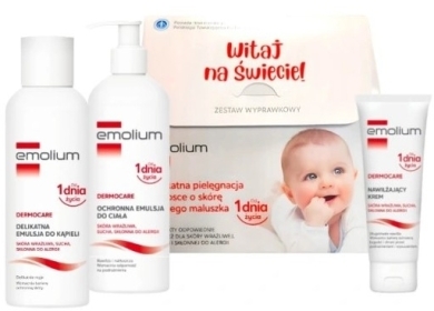 EMOLIUM Zestaw Wyprawkowy Delikatna Emulsja do kąpieli + Ochronna Emulsja d/ciała + Nawilżający Krem