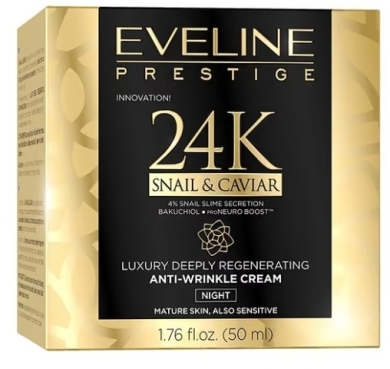 EVELINE 24K Snail & Caviar Luksusowy regenerujący Kram przeciwzmarszczkowy na noc 50 ml
