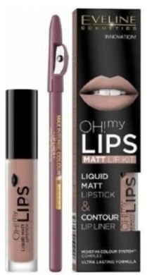 EVELINE COSMETICS OH! MY LIPS Matowa pomadka w płynie + konturówka Lovely Rose