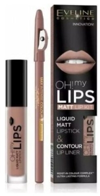 EVELINE COSMETICS OH! MY LIPS Matowa pomadka w płynie + konturówka Neutral Nude
