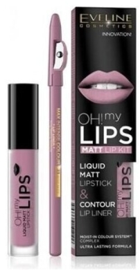 EVELINE COSMETICS OH! MY LIPS Matowa pomadka w płynie + konturówka Rose Nude