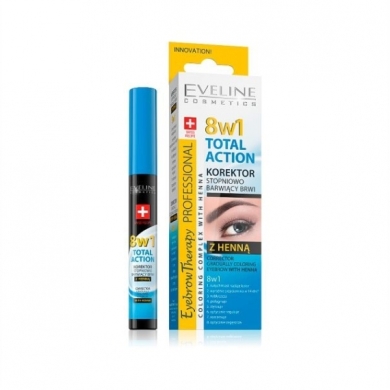 EVELINE TOTAL ACTION Korektor do brwi 8w1 z henną 10 ml