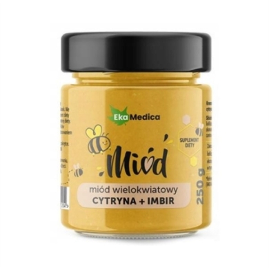 Ekamedica Miód wielokwiatowy cytryna imbir naturalna witamina C 250 ml