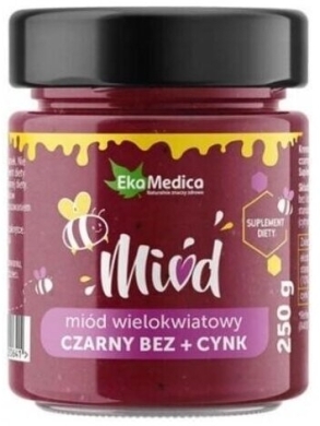 Ekamedica Miód wielokwiatowy czarny bez + cynk 250 g
