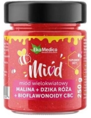 Ekamedica Miód wielokwiatowy malina + dzika róża + bioflawonoidy CBC 250 g