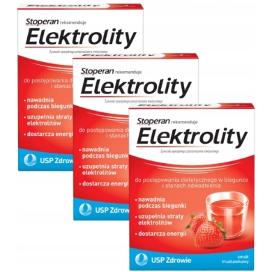 Elektrolity smak truskawkowy 7 saszetek Wielopak x3