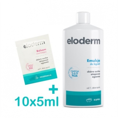 Eloderm Emulsja do kąpieli 400 ml + Eloderm balsam nawilżający 10x5 ml