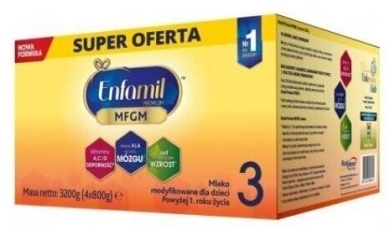 Enfamil Premium MFGM 3 Mleko modyfikowane dla dzieci 3200 g(4x800 g)