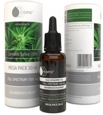 Essenz DECARBOXYLATED olej konopny 5% full spectrum 1500 mg 30 ml