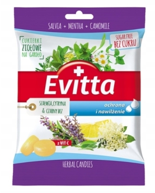 Evitta Cukierki ziołowe szałwia + cytryna & czarny bez 60 g