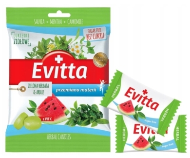 Evitta Cukierki ziołowe zielona herbata & arbuz 60 g