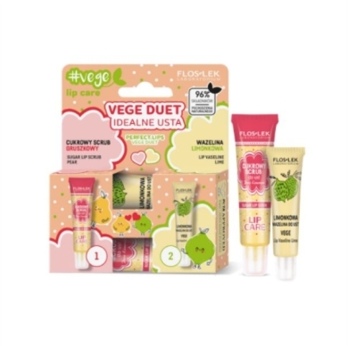 FLOS-LEK Vege Duet Idealne usta Cukrowy scrub gruszkowy 15 g + wazelina limonkowa 10 g