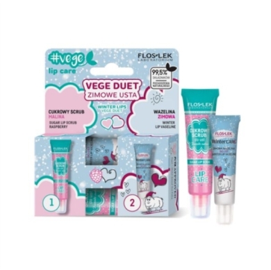 FLOS-LEK Vege Duet Zimowe usta Cukrowy scrub malinowy 14 g + wazelina zimowa 10 g