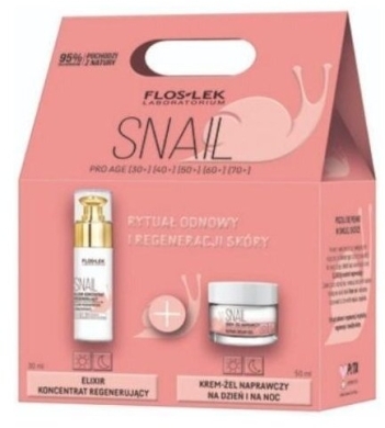 FLOS-LEK Zestaw SNAIL PRO Elixir-koncentrat regenerujący 30 ml + Krem-żel naprawczy 50 ml