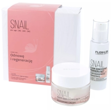 FLOSLEK - Snail, Elixir koncentrat + Regenerujący krem odbudowujący na dzień i na noc